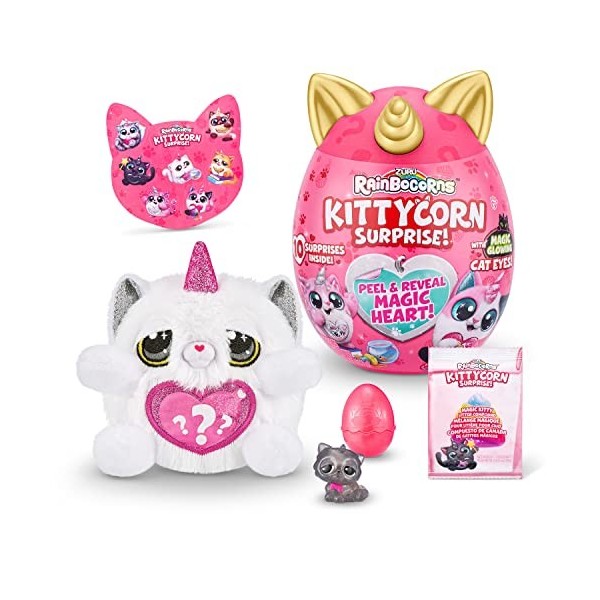 Rainbocorns Kittycorn Surprise, Chat Chinchilla, 10 Surprises, Animal en Peluche câlin, Chat Chinchilla 