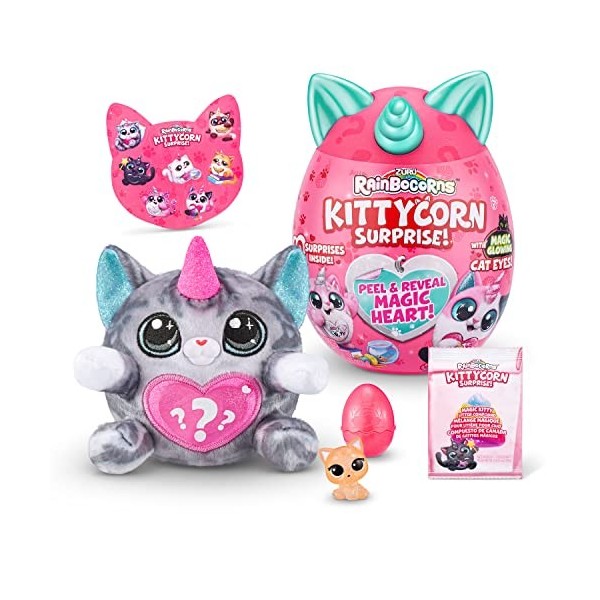 Rainbocorns Kittycorn Surprise, Chat Chinchilla, 10 Surprises, Animal en Peluche câlin, Chat Chinchilla 