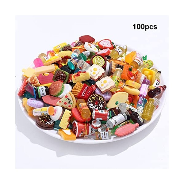 100 Pièces Jeux Aliments Enfant, Jouets Alimentaires, Cuisine de Poupée Jeu, Jouet Alimentaire Jeu Dimitation, pour Adultes 