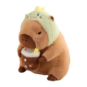 BROLEO Jouet en Peluche Capybara, Animal en Peluche Capybara De Dessin Animé Mignon avec Couvre-tête Amovible, Jouet en Peluc