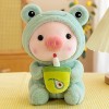 BYNYXI 25 cm Peluche Cochon, Kawaii Oreiller en Peluche Peluche Pingouin Grenouille Cochon Peluche avec Tasse à Thé au Lait A