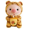 BYNYXI 25 cm Peluche Cochon, Kawaii Oreiller en Peluche Peluche Pingouin Grenouille Cochon Peluche avec Tasse à Thé au Lait A