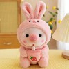 BYNYXI 25 cm Peluche Cochon, Kawaii Oreiller en Peluche Peluche Pingouin Grenouille Cochon Peluche avec Tasse à Thé au Lait A