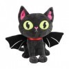 Elinrat Peluche Chat dhalloween - Chat en Peluche 11,02 Pouces avec Aile Chauve-Souris - Bat Cat Soft Plushie Oreiller Décor