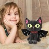 Elinrat Peluche Chat dhalloween - Chat en Peluche 11,02 Pouces avec Aile Chauve-Souris - Bat Cat Soft Plushie Oreiller Décor