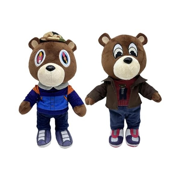 Kanye Bear Lot de 1/2 jouets en peluche pour garçon, jouet en peluche amusant de dessin animé