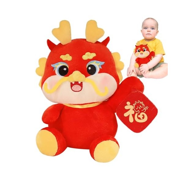 Ghirting Peluche Dragon du Nouvel an | Décoration de poupée en Peluche Dragon du Zodiaque,Peluche Dragon du Zodiaque Chinois 