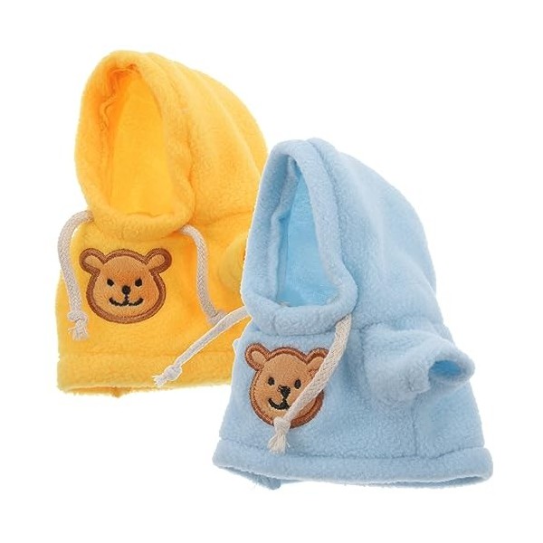 Toyvian 2 Pièces Petit Ours en Peluche Poupée Costume Animal en Peluche Tenue Fille Garçon en Peluche Poupée Pull À Capuche V