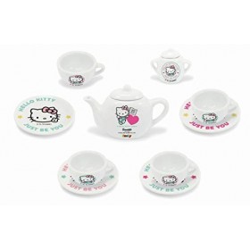 Smoby- Hello Kitty-Dinette en Porcelaine, 310596, Blanc, Grand