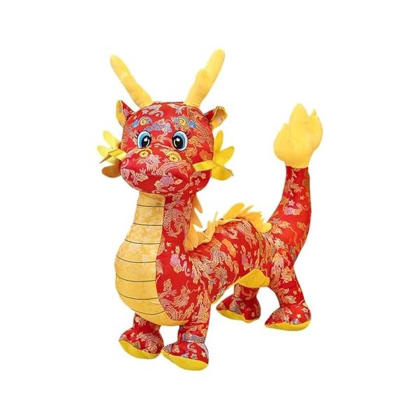 Fulenyi Mascotte chinoise en peluche dragon mascotte poupée signe du zodiaque nouvel an doudou chinois nouvel an décoration d