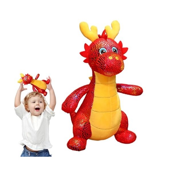 irshi Jouet en Peluche Dragon, Peluche de Dragon en Peluche Porte-Bonheur PP, Peluche de Mascotte danimal du Zodiaque, Peluc