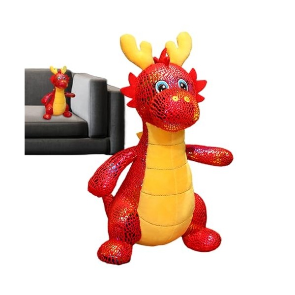 irshi Jouet en Peluche Dragon, Peluche de Dragon en Peluche Porte-Bonheur PP, Peluche de Mascotte danimal du Zodiaque, Peluc