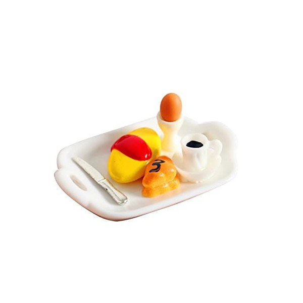 ISAKEN Jouets de Miniatures Alimentaires Boissons, Dinette Enfant Mini Pain Oeufs et Boisson Jouet Aliment Cuisine, Chef Cuis