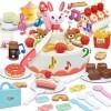 85 Pièces Gâteau danniversaire Jouet Dinette Accessoire Cuisine Enfant Jouet à Couper avec Bougies, Frites, des Biscuits, De