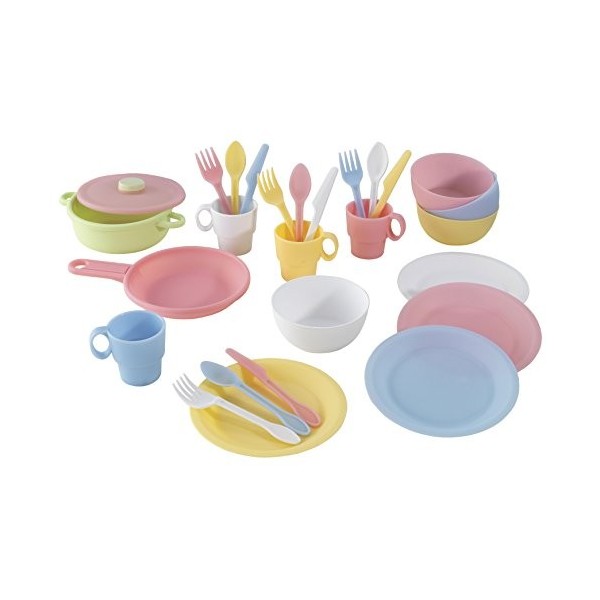 KidKraft Ensemble Batterie de Cuisine Doré 27 pièces pour Cuisine Enfant, Ustensiles de Cuisine Jouet, Accessoire pour Dinett