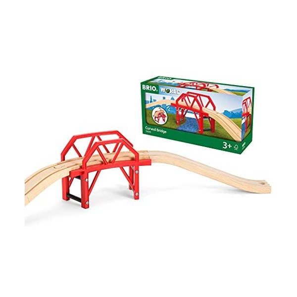Brio World - 33699 - Pont Courbe - Accessoire pour circuit de train en bois - Pour agrandir son circuit - Jouet pour garçons 