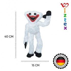 wiztex Huggy wuggy Poppy Playtime Bel Giocattolo, 40 cm Peluche Bianco morbido e lucido | Giocattolo di Peluche Kids Friends 