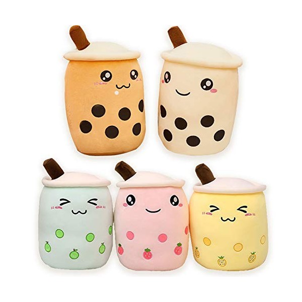 AMOZO Dessin animé Mignon Boba Lait thé Doux en Peluche poupée, géant Boba Bulle en Peluche en Peluche Tasse de thé Oreiller 