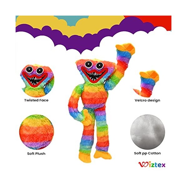 wiztex Huggy Wuggy Poppy Playtime Peluche, 40 cm Arcobaleno morbido e Divertente Peluche | Giocattolo di Peluche Horror Con m