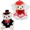 2PCS Couple Dours en Peluche Ensemble Dours en Peluche de Mariage pour Les Mariés Jouet Mignon pour Costume et Ours de Mari