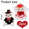 2PCS Couple Dours en Peluche Ensemble Dours en Peluche de Mariage pour Les Mariés Jouet Mignon pour Costume et Ours de Mari