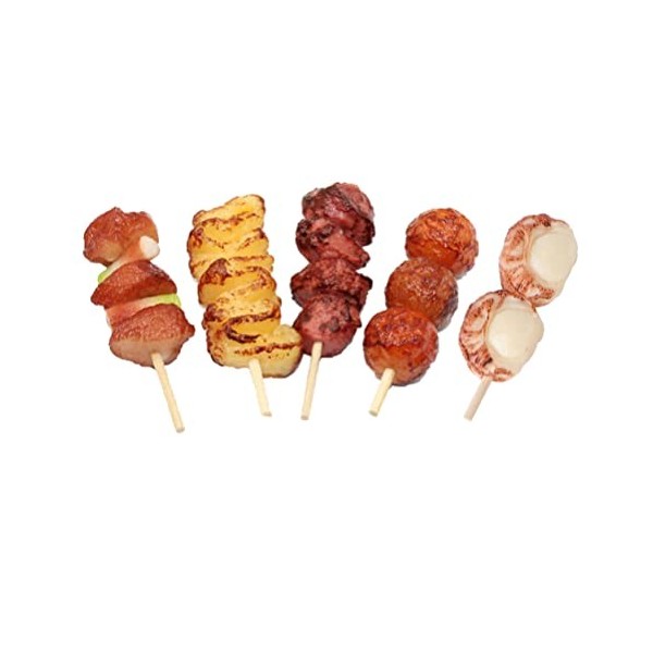 NUOBESTY Lot de 5 brochettes de barbecue réalistes - Accessoires de barbecue - Jouet pour jouer à faire semblant - Style aléa