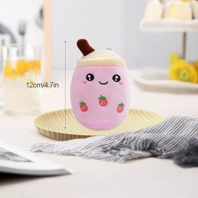 Fivtsme Bubble Tea Plüsch,4pcs Bubble Tea Animal en Peluche avec Porte-clés,Bubble Tea Plushie,Jouets Thé Lait Doux Poupée,Bu