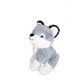 HEITMANN DECO - Peluche Chien Husky en Pet – Gris/Blanc – 20 cm – Durable – en matériau 100% recyclé