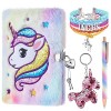 WERNNSAI Ensemble de cahier de licorne en peluche - Cahiers pour filles Agenda privé Broderie Voyage scolaire bloc-notes Styl