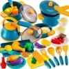 LINFUN KIDS Jouet Accessoire Cuisine Enfant avec Pots et Casseroles, Ustensiles de Cuisine Jouets Aliment Dinette, Chef Jeu d