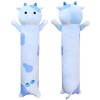 Desdfcer 80 cm Long myrtille vache en peluche, peluche longue, peluche kawaii, oreiller long pour anniversaire denfant