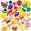 Joyin 50 Pièces Ensemble de Jouets de Cuisine, Dînette, Fruits légumes factices, Accessoires en Plastique pour Enfants Jouet 