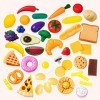 Joyin 50 Pièces Ensemble de Jouets de Cuisine, Dînette, Fruits légumes factices, Accessoires en Plastique pour Enfants Jouet 