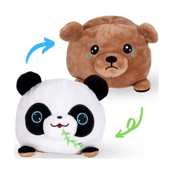 Peluche réversible panda et ours en peluche pour exprimer la bonne humeur triste – Le cadeau comme une pieuvre réversible – J