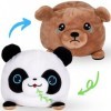 Peluche réversible panda et ours en peluche pour exprimer la bonne humeur triste – Le cadeau comme une pieuvre réversible – J