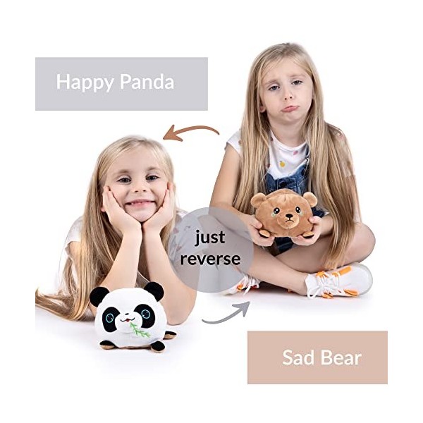 Peluche réversible panda et ours en peluche pour exprimer la bonne humeur triste – Le cadeau comme une pieuvre réversible – J