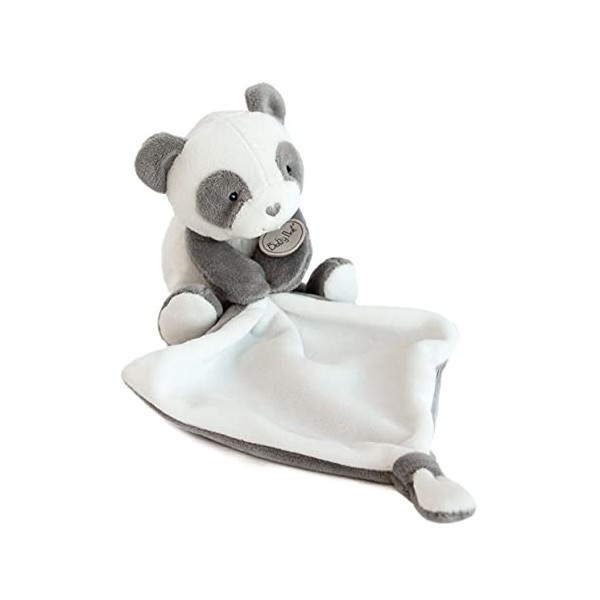 Baby Nat - Peluche Panda avec Doudou Mouchoir - Idée Cadeau Naissance - 17 cm - Gris/Blanc - Mon Petit Panda -BN0460