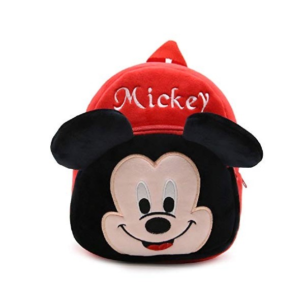 CHDJ - Mini sac à dos en peluche pour bébé fille et garçon de 1 à 3 ans, motif dessin animé mignon Rouge Mickey 3 ans