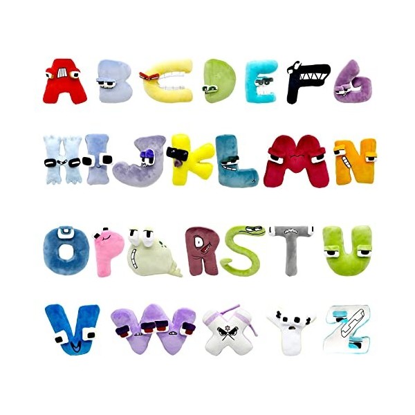 Alphabet Lore – Poupées en peluche pour enfants, jouets en forme de lettres de lalphabet amusants, jouets en peluche pour an