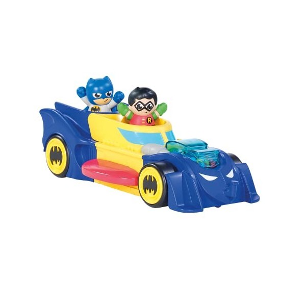 Toomies DC Comics Batman E73262 3-en-1 transforme en Mini Batmobile et en Jet-Bruits au roulement-Propulsion grâce à Un mécan