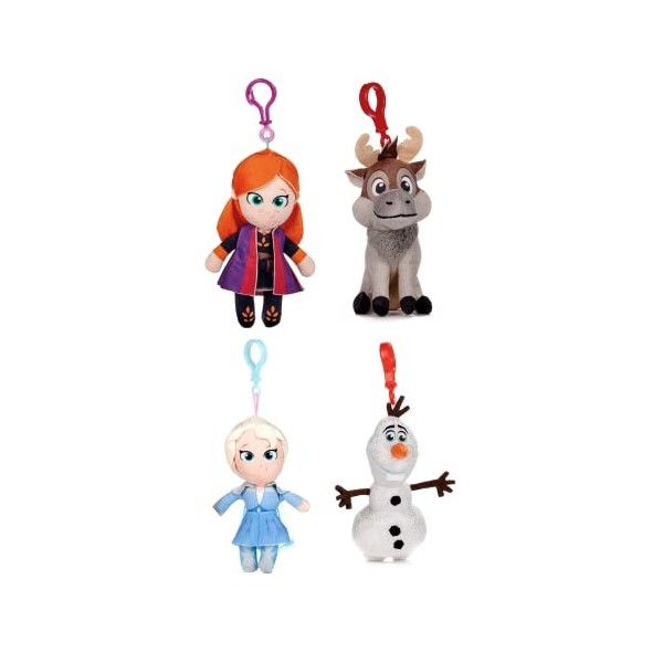 Whitehouse Leisure Frozen II Lot de 4 jouets en peluche avec clip 12,7 cm – Sven, Olaf, Elsa et Anna