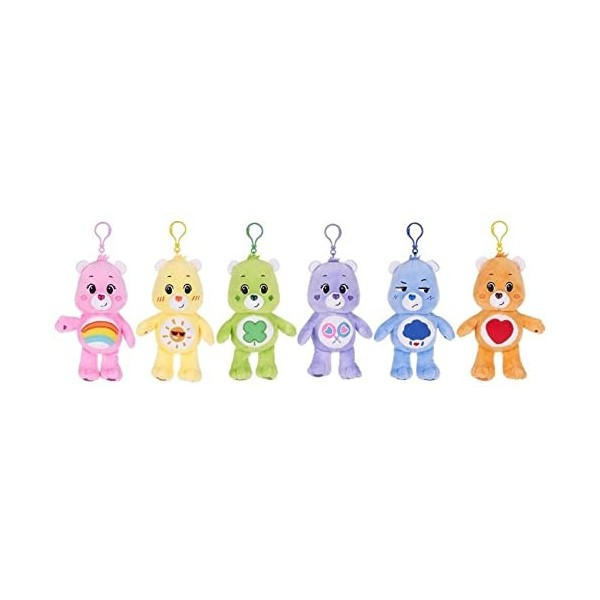 Porte-clé porte-bonheur Care Bears - 6 figurines différentes - 14 cm - Ours en peluche super doux pour sac à dos ou sac à dos