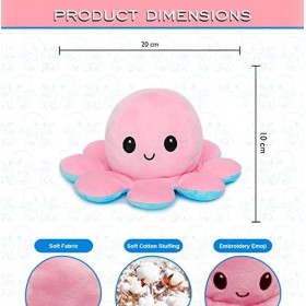 FASTEXX Poulpe réversible - Exprimez votre humeur avec notre pieuvre double face en peluche réversible pour enfants, amis, fa