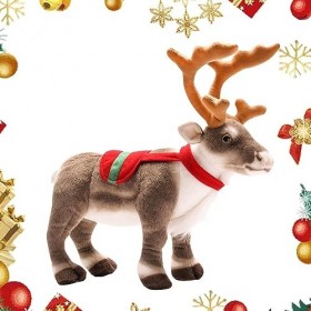 Bohany Peluche de Renne de Noël,Oreiller décoratif en Peluche de cerf Doux, Jouets de Renne - Ornement de Renne Mignon de 13,