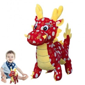 Mashin Peluche Dragon du Zodiaque,Jouets en Peluche de Dragon de Simulation - Peluche brodée 3D de Style Folklorique Chinois,