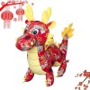 Mashin Peluche Dragon du Zodiaque,Jouets en Peluche de Dragon de Simulation - Peluche brodée 3D de Style Folklorique Chinois,