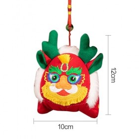 Shienfir Dragon en peluche - Décoration festive du printemps 2024 - Dragon en peluche avec cordon et pompon - Couleur aléatoi