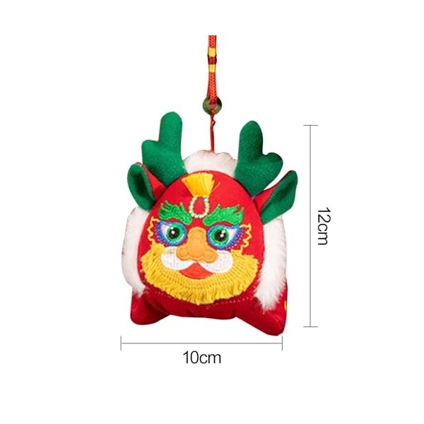 Shienfir Dragon en peluche - Décoration festive du printemps 2024 - Dragon en peluche avec cordon et pompon - Couleur aléatoi