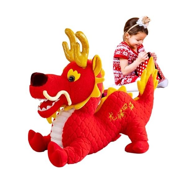 ADERN Animal en Peluche Dragon - Mascotte Dragon Sauteur en Peluche - Peluche Dragon Chinois 2024, Jouets en Peluche du Zodia