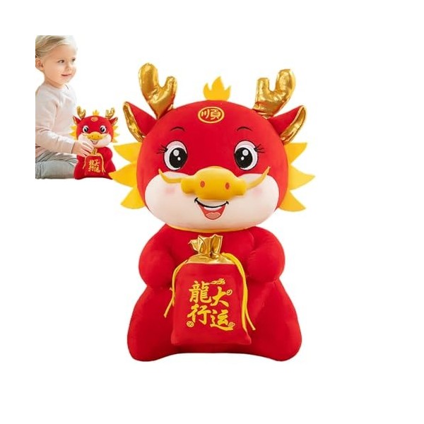 Animal en peluche dragon 2024 - Peluches dragon du zodiaque chinois 3D,Animal en peluche Dragon 3D, jouet de poupée danimal 